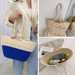 Bolsa de Playa de Paja Personalizada, Impermeable, de Gran Capacidad, para Mujer, Tipo Canasta, en Oferta - Product Image 3