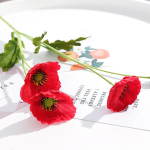 2023 Drop shipping popolare vendita calda 3 teste fiore di natale papavero artificiale di seta per la decorazione domestica - Product Image 4