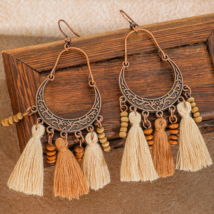 Geometric Wooden <b>Drop</b> Earrings Antique <b>Bronze</b> Plated Bohemia Style Women's Fashion Dangle Earrings - Product Image 3