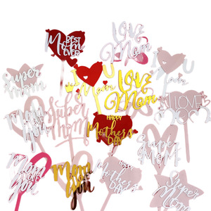 Coeur coloré meilleur maman <span class=keywords><strong>Cupcake</strong></span> picks je t'aime maman décorations de gâteau pour bonne fête des mères thème femmes fête d'anniversaire fournitures - Product Image 5