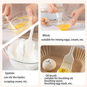 Juego de utensilios de cocina de silicona de grado alimenticio resistente al calor, 4 Uds., espátula, pinzas para alimentos, batidor, cepillo para repostería para cocinar y hornear - Product Image 3