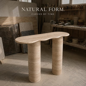 OEM ODM Minimalist Contemporary <b>Hallway</b> Beige Travertine Console <b>Table</b> Customized - Product Image 3