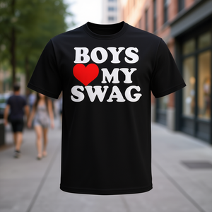 Camiseta Boys Love My Swag negra unisex para adultos talla M L XL XXL - Product Image 1