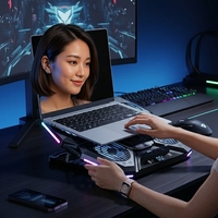Support pliable universel pour ordinateur portable U-JIE D12 avec refroidisseur d'air RGB à quatre ventilateurs et moule exclusif pour ordinateur portable de jeu et usage bureautique