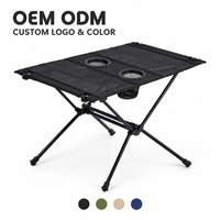 Table pliante de camping, cadre en alliage d'aluminium, plateau en maille de nylon, 652g, légère, hauteur réglable, double porte-gobelets, résistante à l'eau