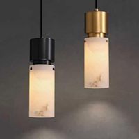 Lustre moderne et luxueux en marbre pour chambre à coucher, suspension en albâtre pour chevet ou restaurant