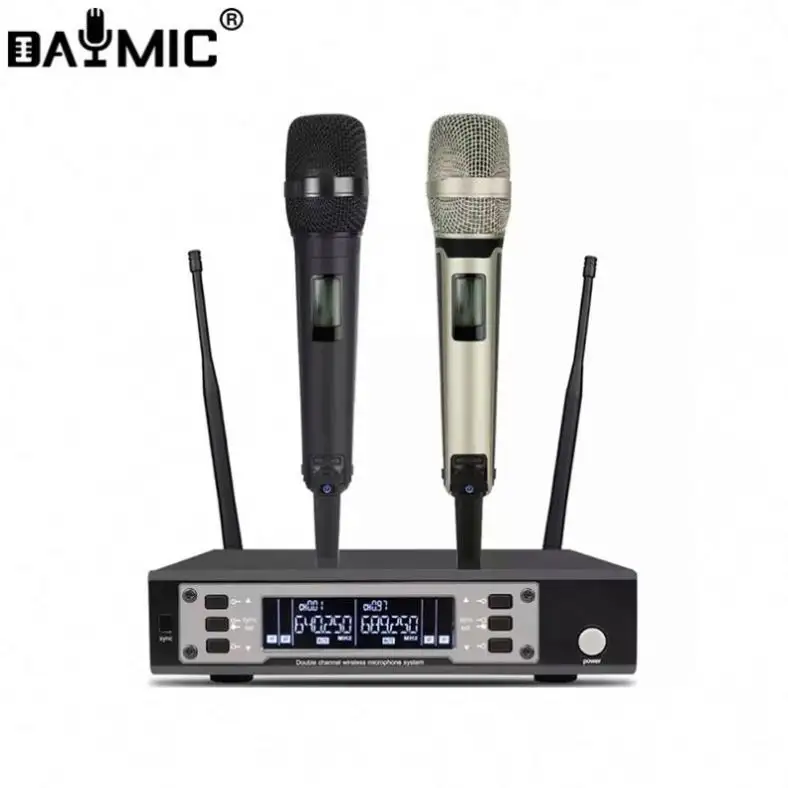 Aoshen Cổ Điển 2 Kênh Hàn Quốc Microphone Không Dây Vocal Tay Mic Cho KTV Sân Khấu Không Dây Ghi Âm Microphone