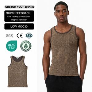 Custom Logo Men's Loose-Fit 100% Cotton Sleeveless <b>Knit</b> Vest OEM Basic Style Men's <b>Knit</b> <b>Waistcoat</b> Breathable and Comfortable - Product Image 1