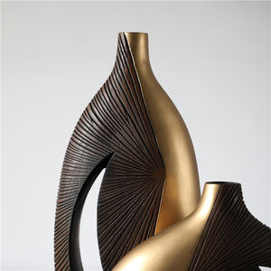 Groothandel goedkope prijs luxe stijl huisdecoratie gouden hars ambachtelijke interieur accessoires vaas hoge vloer vazen voor huisdecoratie - Product Image 5