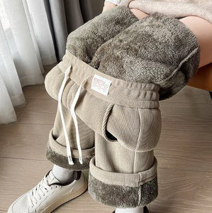 <span class=keywords><strong>Pantaloni</strong></span> Casual Caldi a Gamba Larga da <span class=keywords><strong>Donna</strong></span> Autunno e Inverno 2024, <span class=keywords><strong>Pantaloni</strong></span> Spessi Foderati in Pile, <span class=keywords><strong>Pantaloni</strong></span> Dritti in Velluto a Coste - Product Image 6