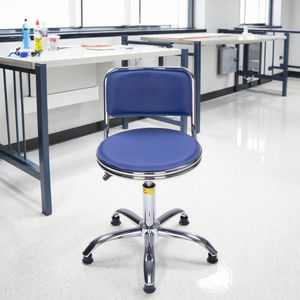 ESD皮革可调节和符合人体工程学的实验椅，带脚环轮靠背，适用于科学学校计算机实验室和技术员 - Product Image 1