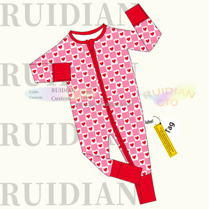 Pijama de Bambú con Estampado Informal Little Sleepie para Primavera, Mono de Bambú con Cremallera de Dos Vías para Niñas, Regalo de San Valentín - Product Image 6