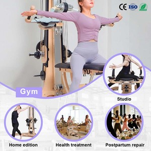 Pura <span class=keywords><strong>Flow</strong></span> Professional pour <span class=keywords><strong>Pilates</strong></span> Reformer en érable blanc pour utilisation à domicile - Équipement de musculation pour la santé et le fitness multifonctionnel - Product Image 1