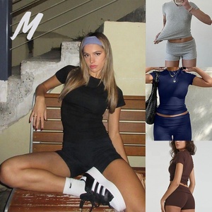 Oem Hoge Kwaliteit Vrouwen 2 Delige Set T-Shirt En Shorts Set Slim Fit Dubbele Tailleband 2024 Zomer Sets Voor Vrouwen Kleding - Product Image 6