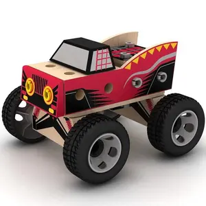 木制汽车玩具组装工程车怪物卡车