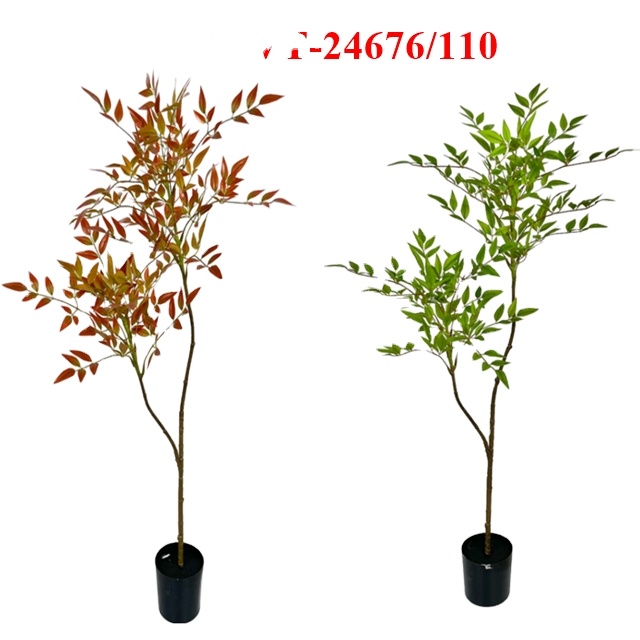 2024 ใหม่ล่าสุดโพลีเอสเตอร์ประดิษฐ์สัมผัสธรรมชาติต้นไม้ NANDINA W/ต้นไม้พลาสติก