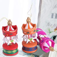 6 chevaux de carrousel en bois de haute qualité, miniatures modernes, écologiques, lumineux, à suspendre, décorations pour arbre de Noël, cadeau d'anniversaire