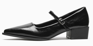 Eleganti Scarpe Mary Jane Nere - Tacco a Blocco <span class=keywords><strong>con</strong></span> Punta Affusolata e <span class=keywords><strong>Cinturino</strong></span> Regolabile, Stile Intramontabile per Uscite Quotidiane - Product Image 1