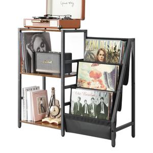 Minimalist Three Tier <b>Record</b> Player <b>Stand</b> Iron Wood Combination Floor Standing Multi Layer Storage Rack For Living Room - Product Image 5