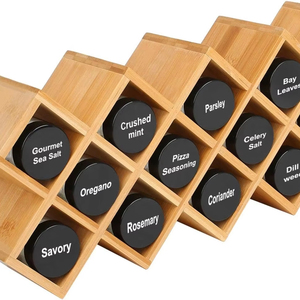 Organizzatore per Spezie in Bambù a 4 Ripiani, Portaoggetti da Bancone Incrociato, Organizzatore Multifunzionale per Armadietti da <span class=keywords><strong>Cucina</strong></span> - Product Image 1