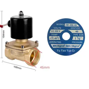 Wifi 220 Volt Kuningan Bawah Air 2 Inci 1/2 Inci Minum Biasanya Katup Solenoid Air Tertutup 1 Inchi