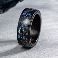 Offre Spéciale 8MM Noir Ormeau Shell Rotatif En Acier Inoxydable Hommes Punk Anneau Shell Anxiété Fidget Anneaux Soulager Le Stress