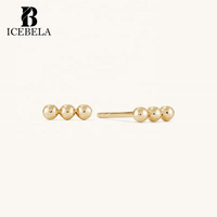 Anting-anting kancing ICEBELA Classic Vintage Fashion Fine Jewelry, perak sterling 925, bentuk bulat, berhiaskan manik-manik, untuk anak perempuan