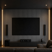 Panneau mural acoustique en bois gris WYRAX, panneau mural en bois à lattes, feutre gris, 3000x600x21mm, panneau absorbant le son, décoration murale pour salle de réunion