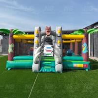 Château gonflable dinosaure avec toboggan, qualité commerciale, en PVC, pour enfants, idéal pour les fêtes et événements en extérieur, location disponible