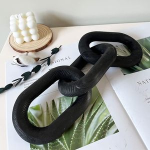 Wood Chain Link Decor3 Link Chain Decoration Pine Wood Carved Modern Home Decoration Used for Farmhouse Decoration Living Room