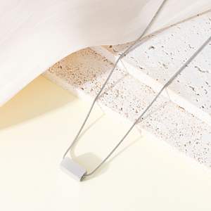 Elegante ciondolo in metallo in acciaio inox gioielli moderni per le donne minimalista geometrico orizzontale Bar collana - Product Image 5