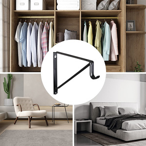 Atacado Alta Estabilidade Ferro Gancho Wall Mounted Triangle Shelf com Espessamento Load Bearing Bracket Clothes Rod Stamping Process - Product Image 6