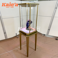 Kustom perhiasan kaca kelas atas etalase otomatis berputar menara tampilan konter untuk etalase perhiasan