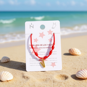 Cheville en acier inoxydable avec nœud à sept étoiles rouge, faite à la main pour femme, bijoux de mode - Product Image 3