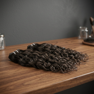 Extensions de cheveux naturels à clipser, ondulation profonde, cheveux Remy, pointes pleines, double trame, noir, 34 pouces - Product Image 1