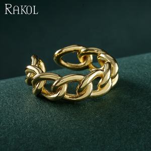 RAKOL RP2164 Ins Metal Estilo Ajustable Real Chapado En Oro Anillo Joyería - Product Image 5