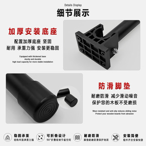 Pieds pliants réglables Wansheng pour tubes ronds de 25 cm, en acier noir, supports pour meubles, usage domestique - Product Image 4