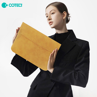 COTECi 13 13.6 14 15 15.3 16 pouces, housse d'ordinateur portable fine, magnétique, imperméable, en cuir PU, housse d'ordinateur portable en cuir vegan, pour macbook