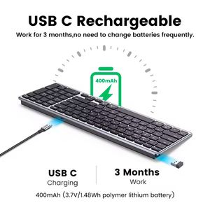UGREEN KU005充電式キーボードワイヤレス<span class=keywords><strong>Bluetooth</strong></span> 5.0 2.4G 99キーキャップ超薄型MacBook iPad PCタブレットUSB Cキーボード - Product Image 4
