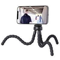 Support de téléphone magnétique anti-tremblement, hauteur réglable, pour caméra d'action, diffusion en direct en voiture, trépied portable pliable en silicone pour lit