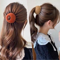 Jepit Rambut Lazy Bird Nest Plate, Penjepit Rambut Ekor Kuda yang Dapat Diperluas, Jepit Rambut Ajaib Beludru, Jepit Rambut Plastik untuk Penggunaan Sehari-hari Wanita dan Anak Perempuan