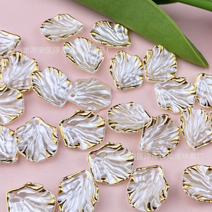 Cuentas de imitación de concha marina con borde dorado, de resina plástica perlada, accesorio para el cabello de boda, piezas para manualidades y fabricación de joyas DIY - Product Image 3