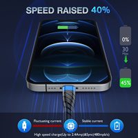 Kabel Data pengisian daya ponsel, 1m 3ft 2,4 A MFI sertifikat Usb untuk Iphone 11 12 13 14 Pro Max