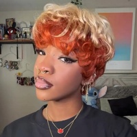 Perruque Chioma en promotion, fabriquée à la machine, coupe pixie # Perruque en cheveux humains bruts 100% naturels 613/350, coupe pixie sans dentelle pour les personnes noires