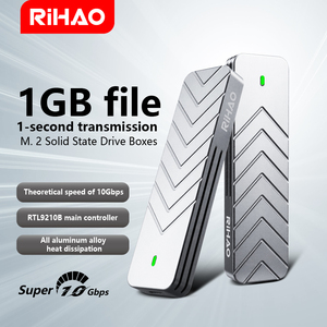 Rihao Aluminio M.2 NVME/NGFF SSD Caja USB 3,2 Protocolo dual Caja de disco duro portátil 10GB Caja de unidad de estado sólido - Product Image 5