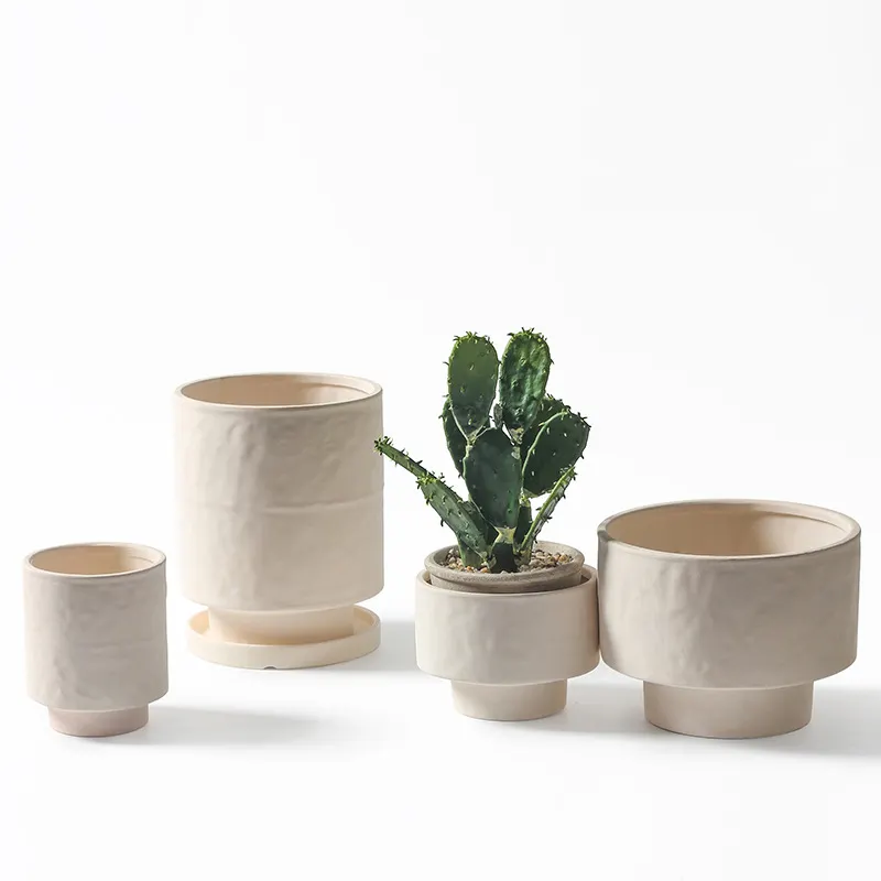 Simple Fashion Indoor Cactus Bonsai Plant Pots Home Decorative Matte White Ceramic Succulent Flower Pot