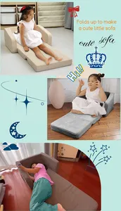 Individueller gemütlicher Cord-Wollstool für Kinder Ausklappbares Baby-Sofa für Zuhause und Indoor Weiches Spiel für 2-7 Jahre Beige