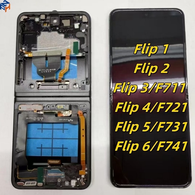 Inner Screen for Samsung Z Flip 4 Lcd Pantalla Display for Samsung Galaxy Flip Z 3 4 5 6  Lcd With Frame