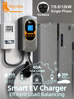 Station de recharge pour véhicule électrique Feyree 7kW NACS pour Tesla, monophasée 32A, borne de recharge murale EVSE, équilibrage dynamique de la charge, contrôle par application WIFI