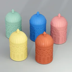 Elegante Decorativo Concreto Candle Containers 10oz Embossed Vazio Rodada Cilindro Cimento Vela Frascos com Tampa e Caixas Embalagem